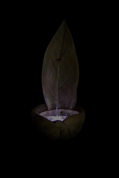 Standing Leaf Garden Fountain matching bench and birdbath cohesive